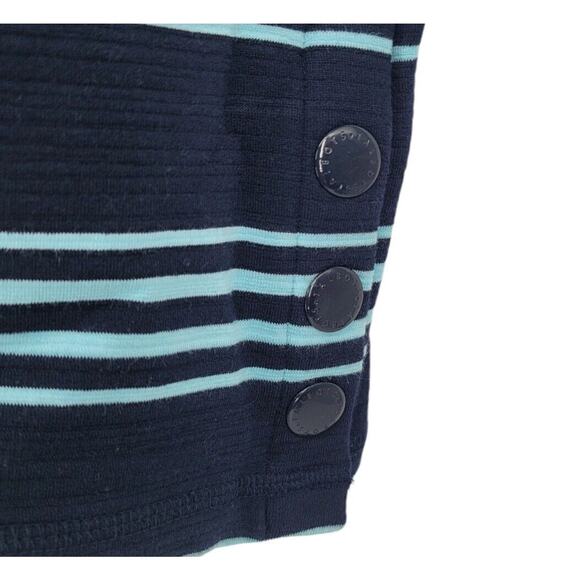 T by Talbots Women's Striped Shift Dress Small‎ UPF 50+ Cotton Modal Navy Aqua - Picture 6 of 8